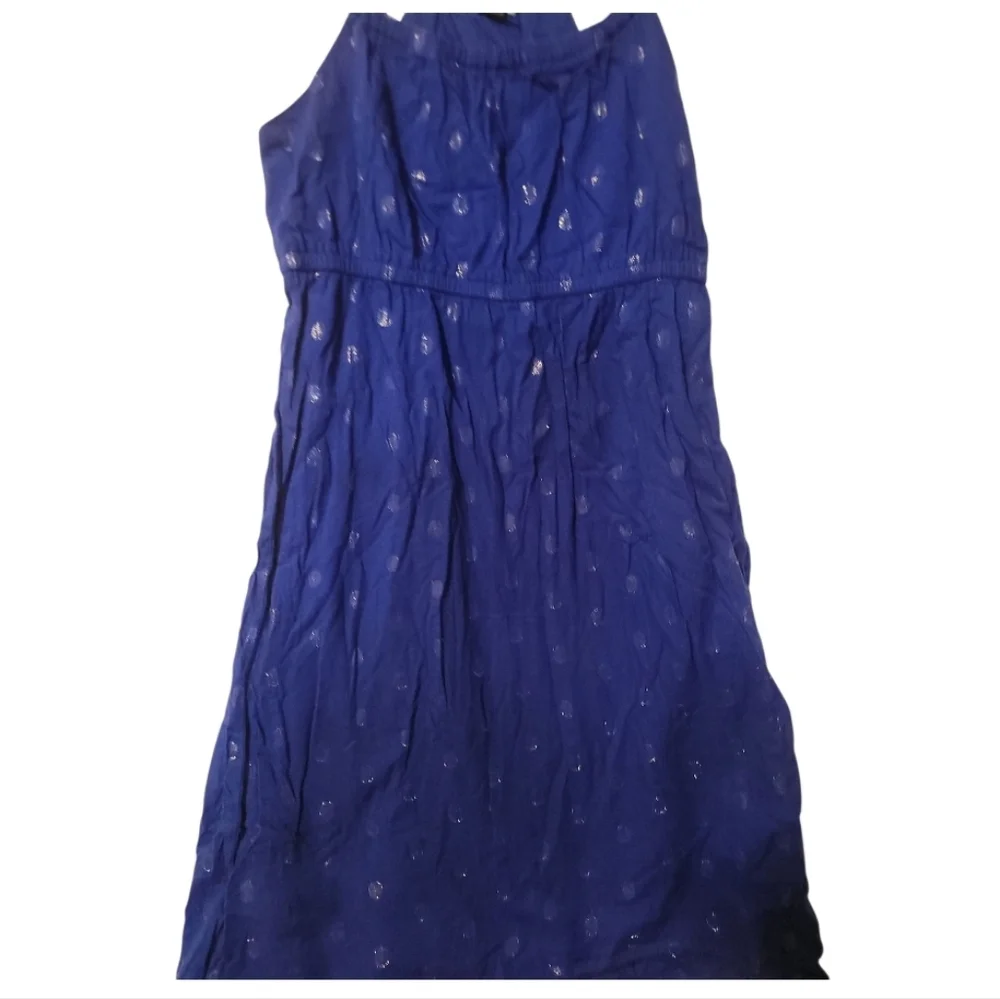 Old Navy 100% Cotton Bright Cobalt Blue and Silver Sleeveless Dress Size 8